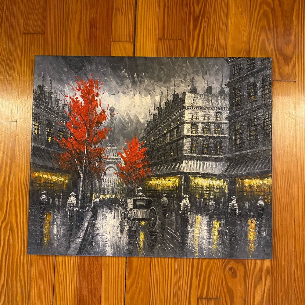 Rainy Paris Night Painting